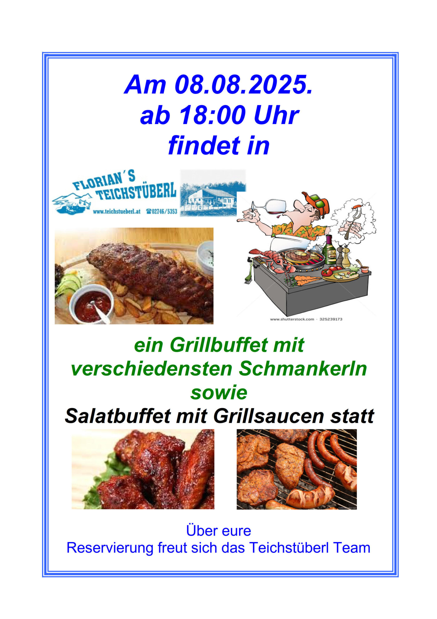 am 08.08.2025. ab 18:Uhr ein Grillbuffet 